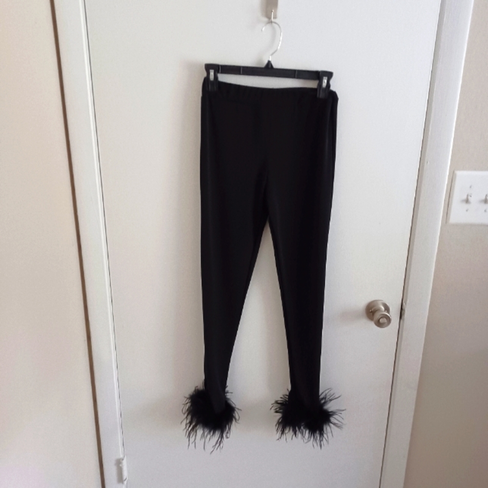 The Pretty Shop Feather Trim Detail Pants Size Large